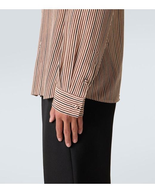 Valentino Brown Striped Silk Shirt for men