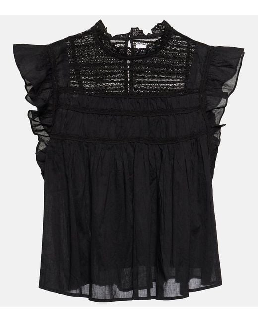 Velvet Black Bluse Inessa aus Baumwolle