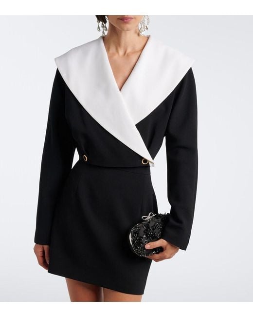 Alessandra Rich Black Double-Breasted Wool-Blend Crepe Jacket