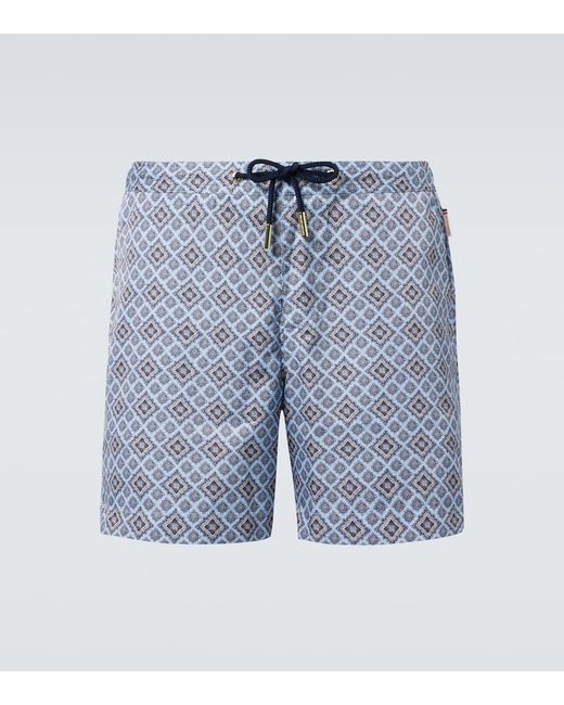 Orlebar Brown Blue Bulldog Printed Swim Trunks for men