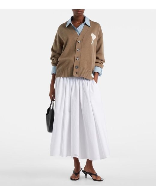 AMI Brown Ami De Cour Wool And Cotton Cardigan