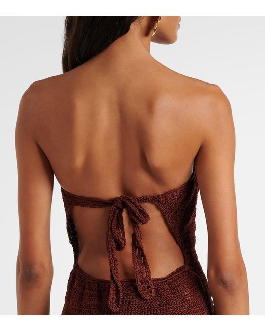 Anna Kosturova Purple Floral Crochet Cotton Bustier Dress