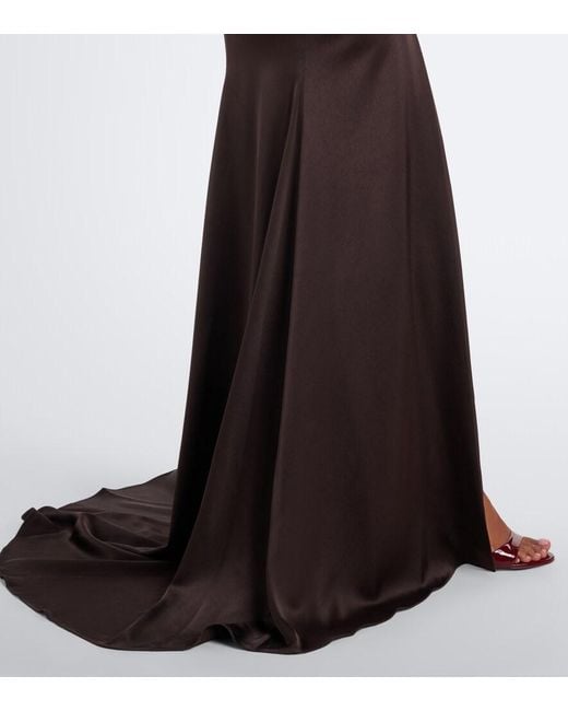 Alex Perry Black Off-Shoulder Crepe Satin Corset Gown