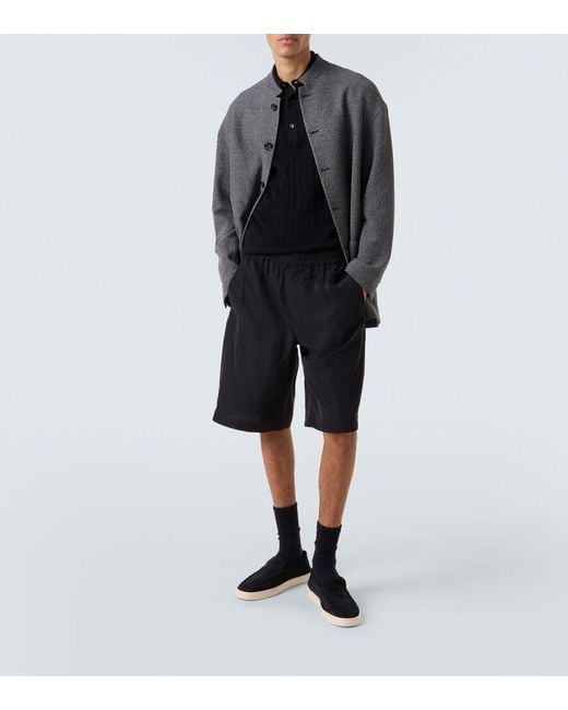 Giorgio Armani Black Canvas Bermuda Shorts for men