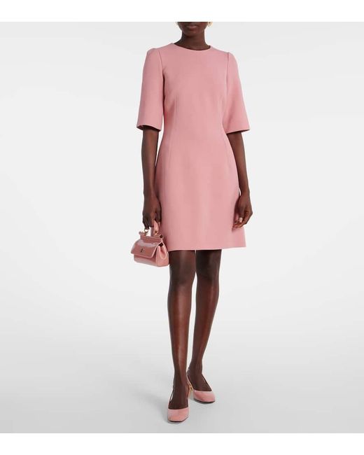 Vestido Corto De Lana Virgen Dolce & Gabbana de color Pink
