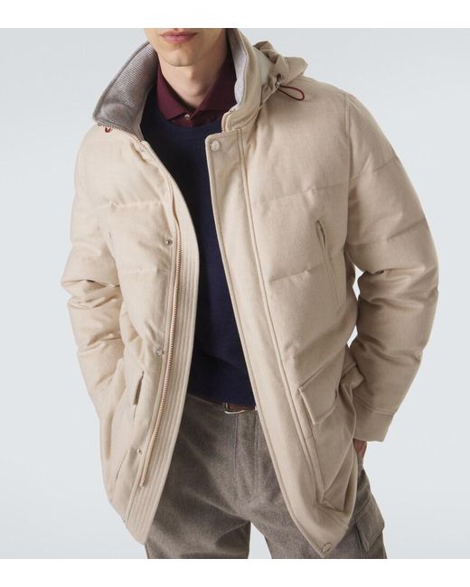 Brunello Cucinelli Natural Wool Flannel Down Parka for men