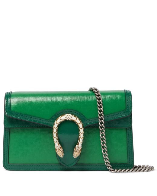 Gucci Dionysus Super Mini Leather Shoulder Bag in Green - Lyst