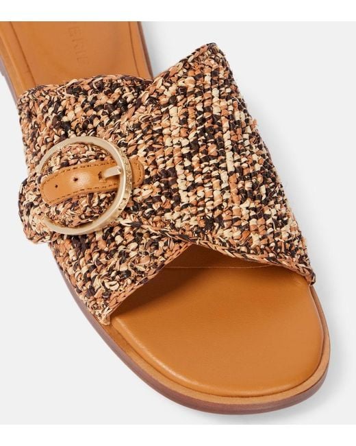 Robert Clergerie Brown Irme Raffia Slides