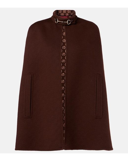 Gucci Brown Horsebit Wool Cape
