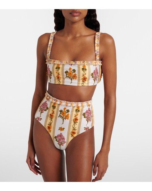 Agua Bendita Metallic Floral Embroidered Bikini Bottoms