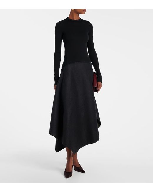 Abito Midi Asimmetrico di Victoria Beckham in Black
