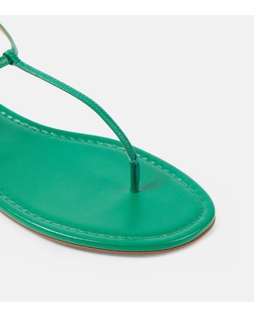 Aquazzura Green Almost Bare Leather Thong Sandals
