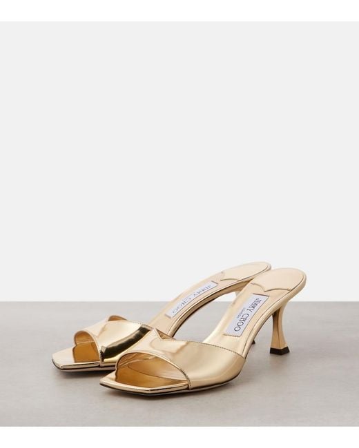 Jimmy Choo Natural Skye 70 Metallic Leather Mules