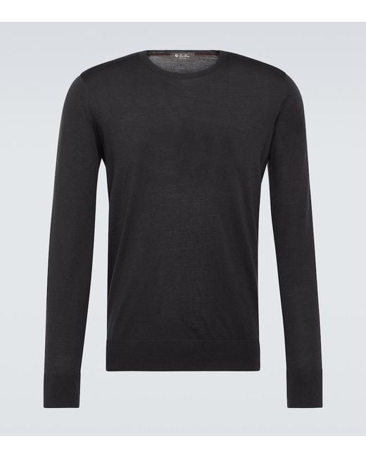 Loro Piana Black Knitted Virgin Wool Top for men