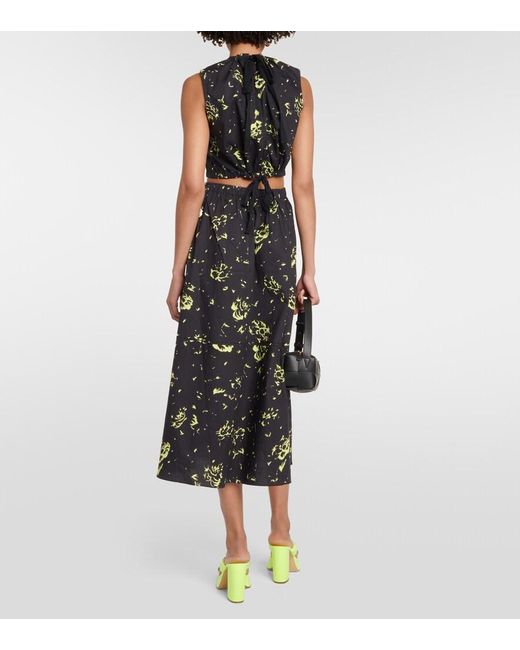 Proenza Schouler Black Printed Cutout Cotton Maxi Dress