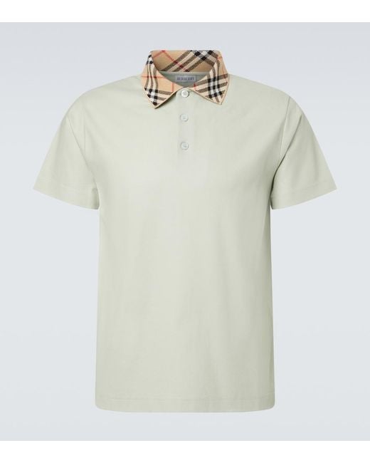 Burberry White Cotton Pique Polo Shirt for men