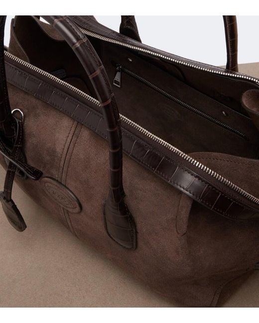 Tod's Brown Bauletto Small Suede Tote Bag