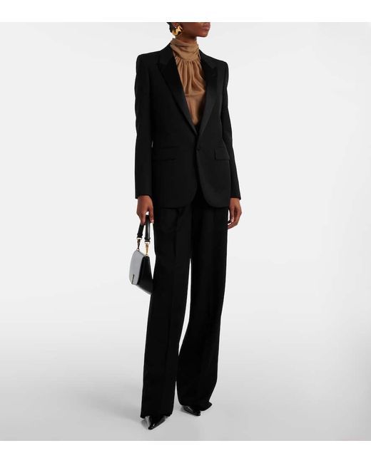 Saint Laurent Black Grain De Poudre Tuxedo Jacket