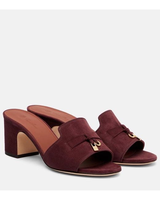 Mules Summer Charms 55 En Daim Loro Piana en coloris Red