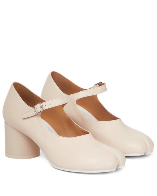 Maison Margiela Tabi Leather Mary Jane Pumps in White | Lyst