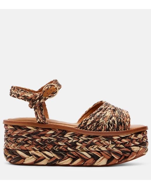 Robert Clergerie Brown Arty Raffia Platform Sandals