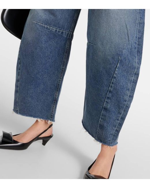 Citizens of Humanity Blue Mid-Rise Wide-Leg Jeans Horseshoe