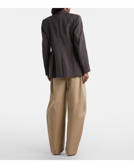 Bottega Veneta Natural Cotton Twill Wide-Leg Pants