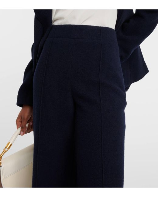Chloé Blue High-rise Cashmere And Wool Wide-leg Pants