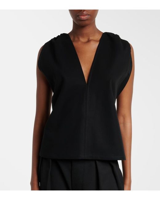 Plan C Black Cotton Crepe Top