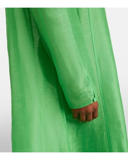 Tory Burch Green Pleated Linen And Silk Kaftan
