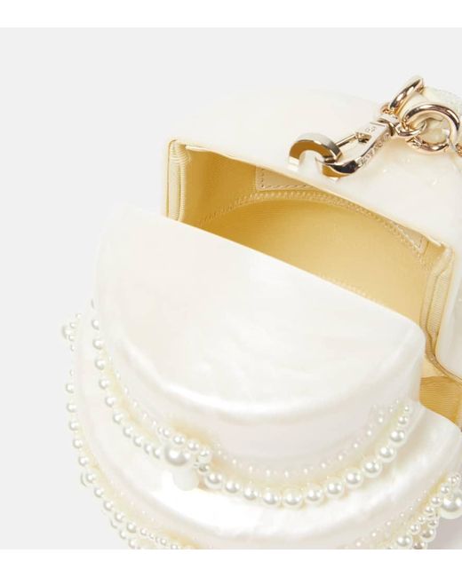 Clutch Cake con perle bijoux di Simone Rocha in Natural
