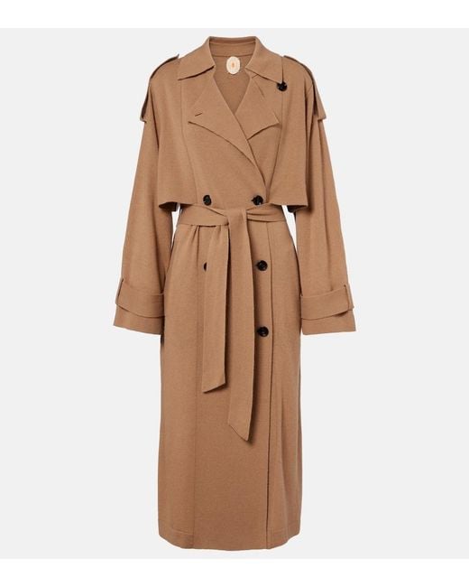 Jardin Des Orangers Brown Belted Wool And Cashmere Trench Coat