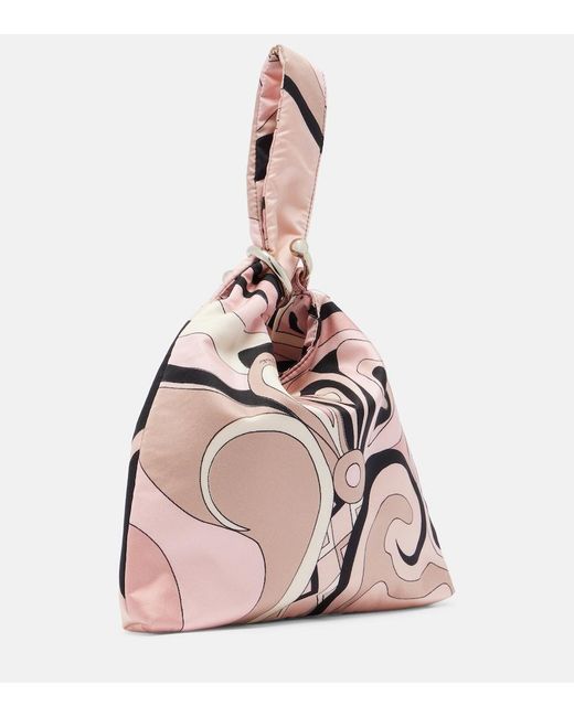 Emilio Pucci Pink Emilio Orchidee Silk Twill Top-Handle Bag