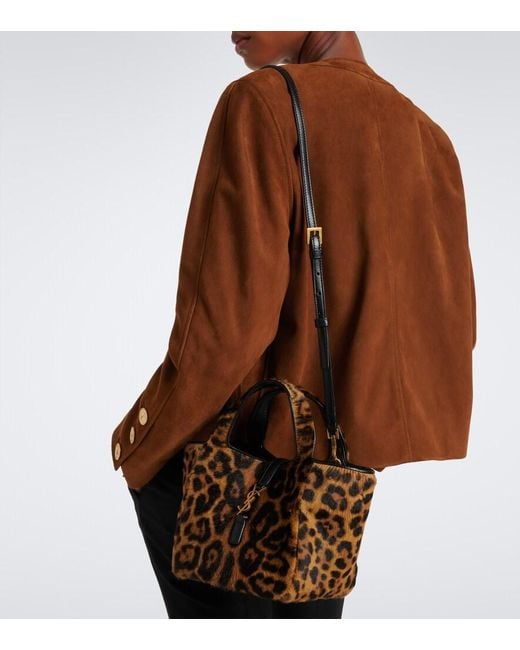 Saint Laurent Brown Le 5 A 7 Bea Baby Calf Hair Top-Handle Bag