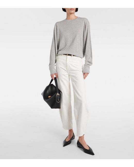Totême Gray Silk And Cashmere-Blend Sweater