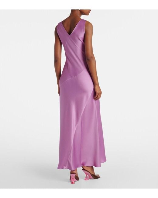 Max Mara Purple Pilly Paneled Satin Slip Dress
