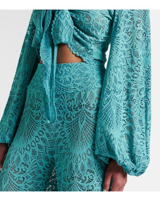 Alexandra Miro Blue Tabitha Lace Crop Top