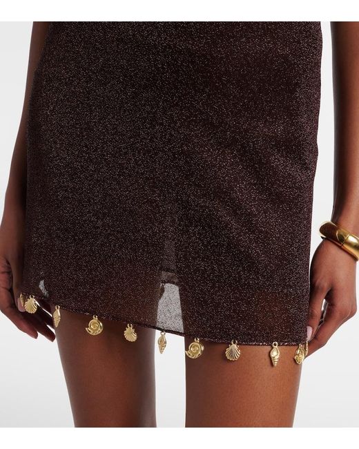 Oseree Brown Lumiere Cutout Minidress