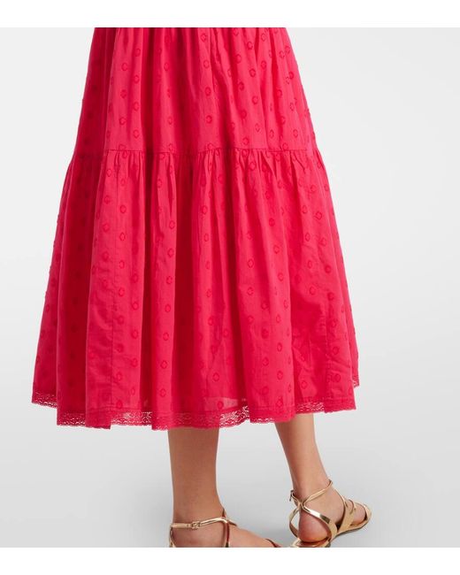 Robe Midi Freya En Coton A Pois Ulla Johnson en coloris Red