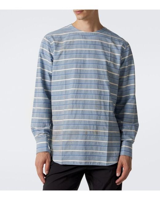 Prada Blue Striped Cotton Twill Shirt for men