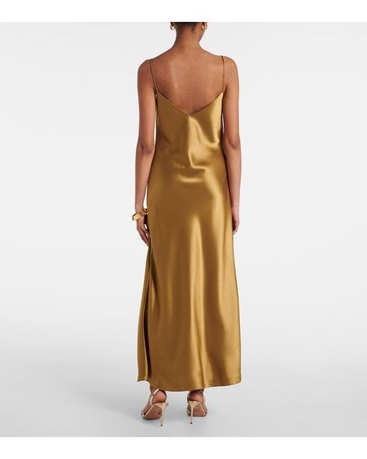Galvan Metallic Provence Satin Slip Dress