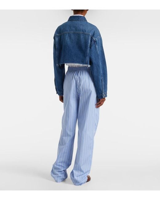 Miu Miu Blue Cropped Logo Denim Jacket