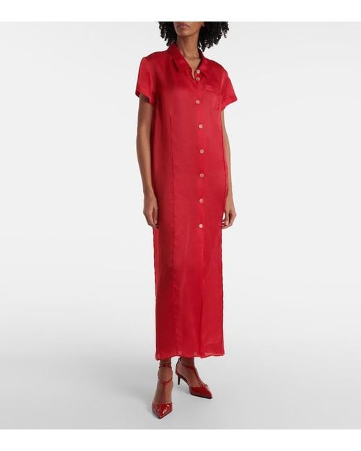 Khaite Red Effy Silk And Cotton Organza Maxi Dress