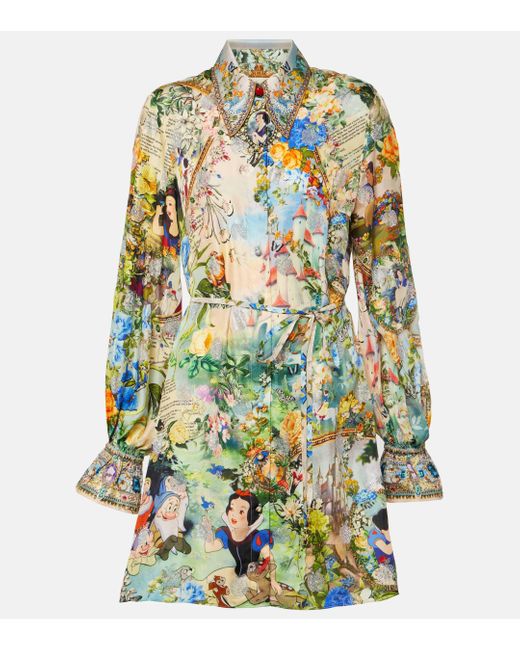 Camilla Green Printed Silk Shirt Dress