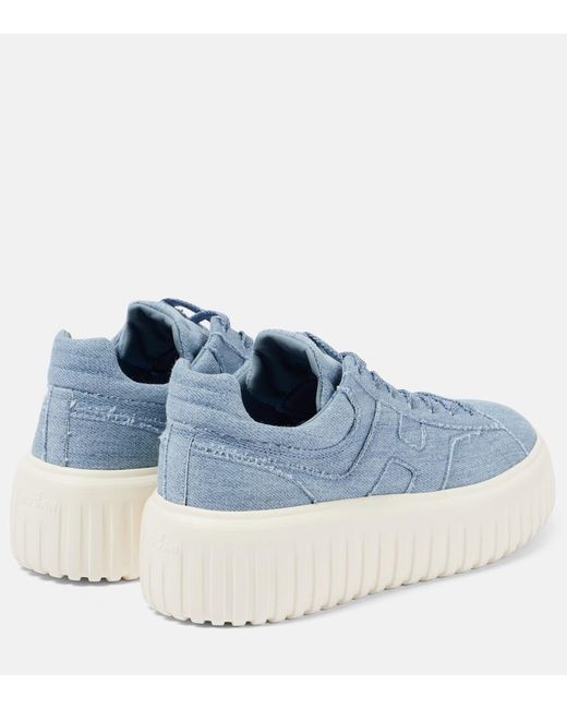 Hogan Blue H-Stripes Platform Sneakers