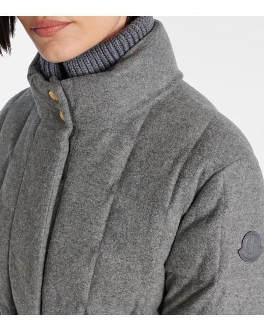 Moncler Gray Belted Quilted Down Jacket