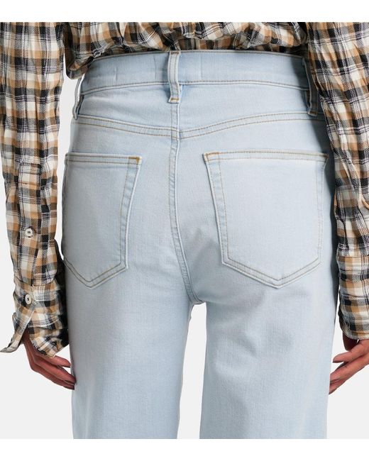 FRAME Blue Le Sleek High-Rise Straight Jeans