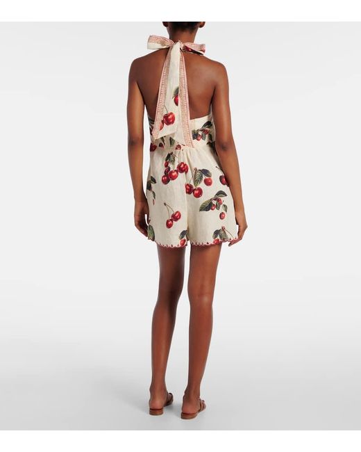 Camilla Natural Notes From The Road Printed Linen Romper
