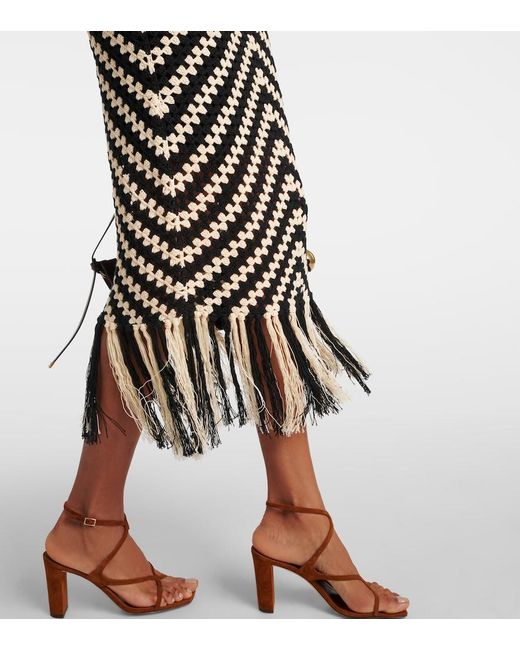 Zimmermann Black Crocheted Skirt With Fringes