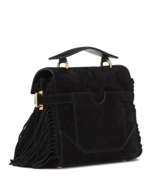Balmain Bbuzz 23 Leather Shoulder Bag in Black - Lyst